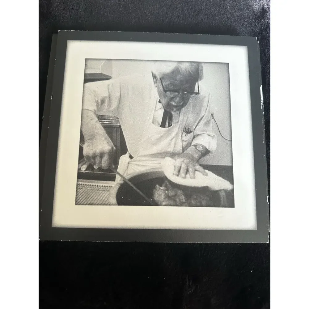 3 framed black & white photographs of Colonel Harland Sanders KFC.